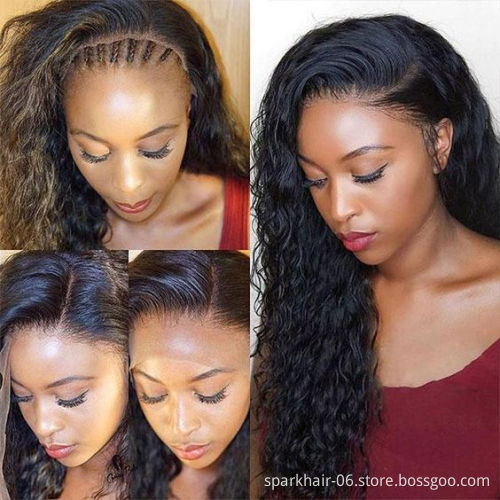 OEM Unprocessed Brazilian Human Hair Lace Frontal Wig Vendors Water Wave Virgin Cuticle Aligned Swiss Lace 100% Human Hair Wig